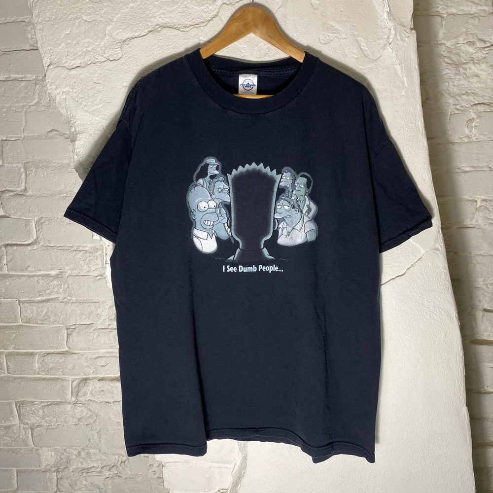 Vintage 2001 The Simpsons‎ I See Dumb People T-Shirt Delta Pro Weight XL Black